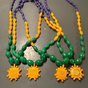 Mardi Gras Vintage Krewe of Rex Beaded Necklaces W/Pendants. Lot of 4.
